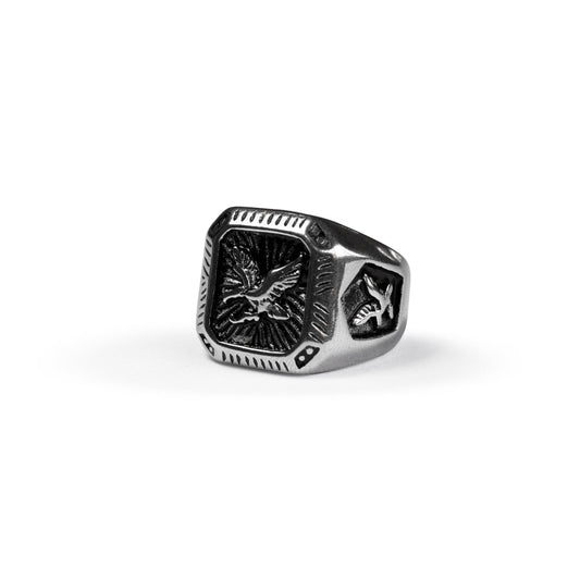 Anel Masculino Águia Voadora em Aço Inoxidável