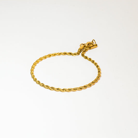 Pulseira Cordão Baiano Fina 2.5mm 18cm Dourada