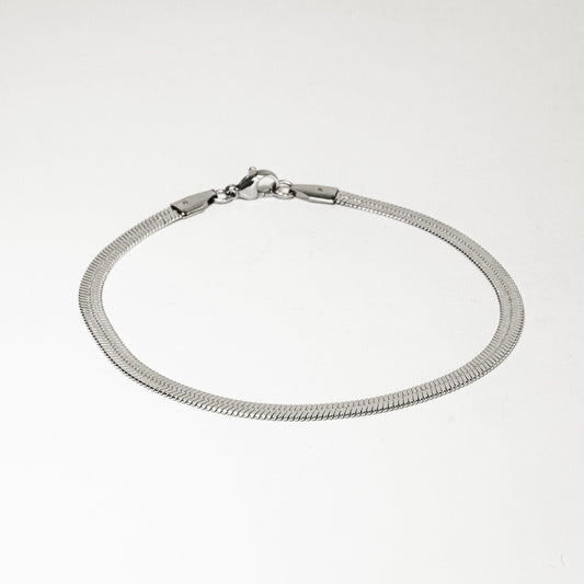 Pulseira Masculina Laminada Liso Aço Inoxidável 22cm - Monterrier