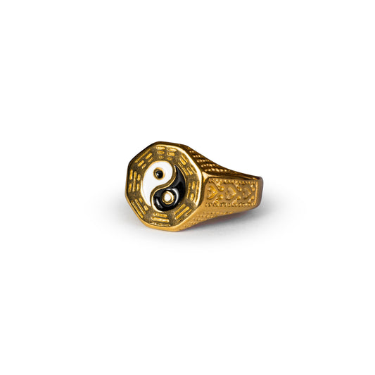 Anel Masculino Yin Yang Dourado em Aço Inoxidável - Monterrier