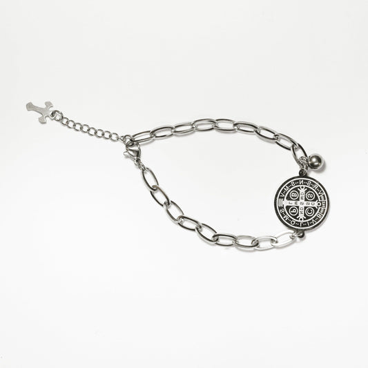 Pulseira Medalha de São Bento 22cm Ajustável