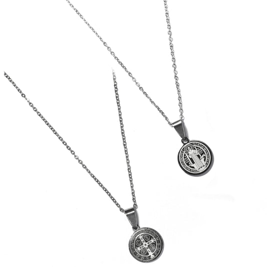 Colar Corrente Aço Inoxidável Com Pingente Medalha São Bento 50cm - Monterrier