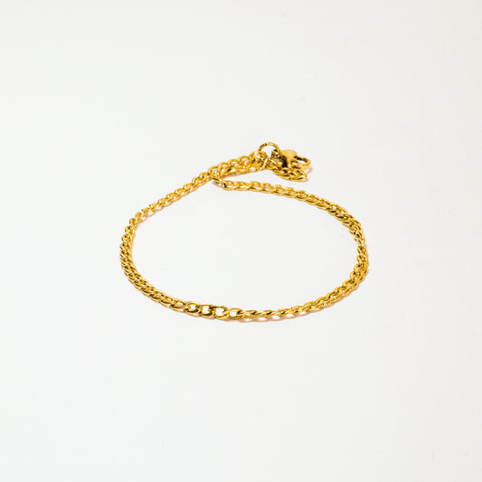 Pulseira Masculina Groumet de Aço Inoxidável Dourada 22cm - Monterrier