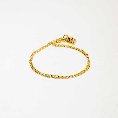 Pulseira Masculina Groumet de Aço Inoxidável Dourada 22cm - Monterrier