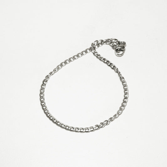 Pulseira Masculina Groumet de Aço Inoxidável Prata 22cm - Monterrier