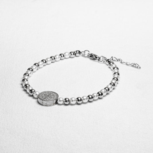 Pulseira Medalha de São Bento Ajustável Aço Inoxidável - Monterrier