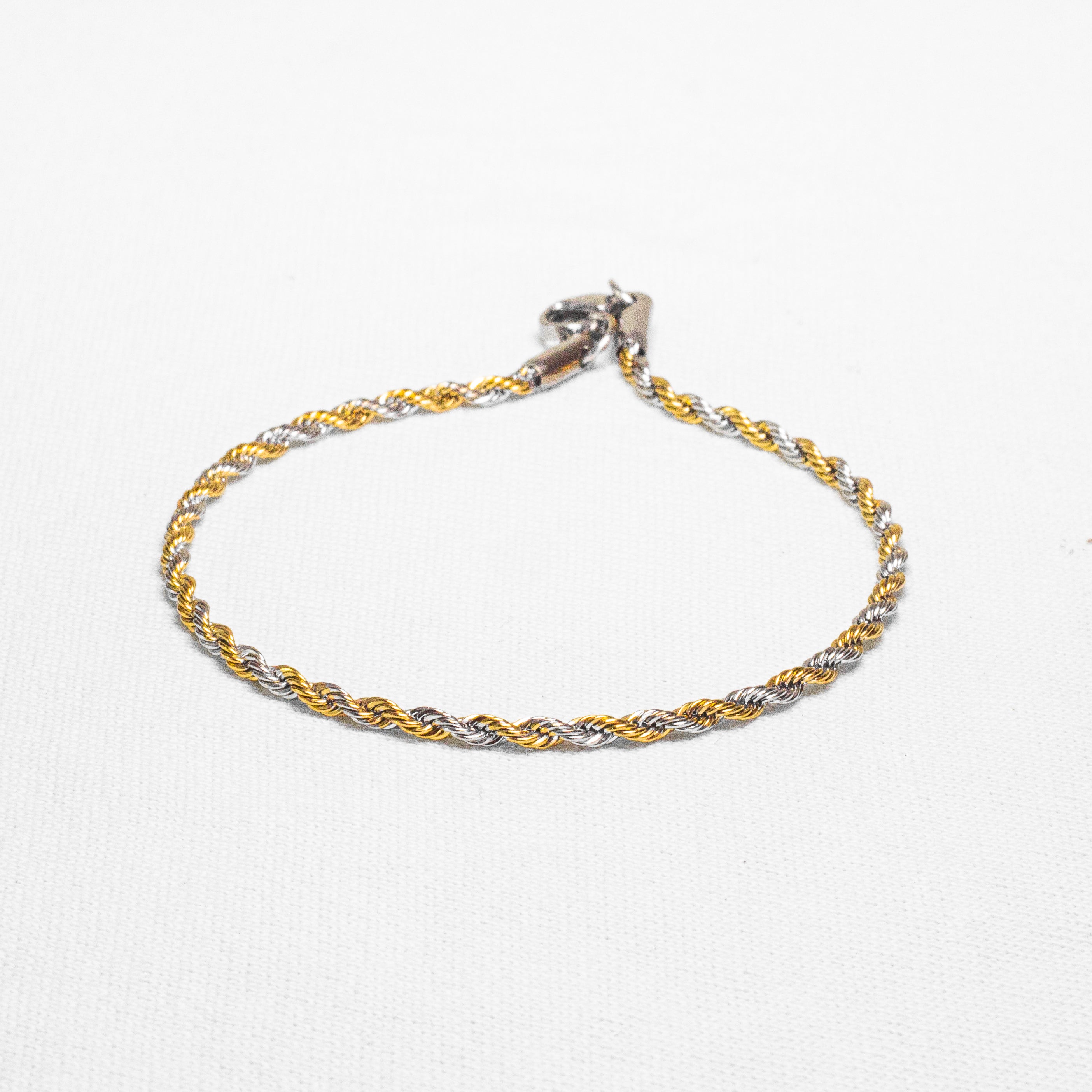 Pulseira Trançada Dourado e Prata Aço Inoxidável 20cm - Monterrier