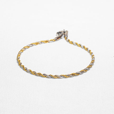 Pulseira Trançada Dourado e Prata Aço Inoxidável 20cm - Monterrier