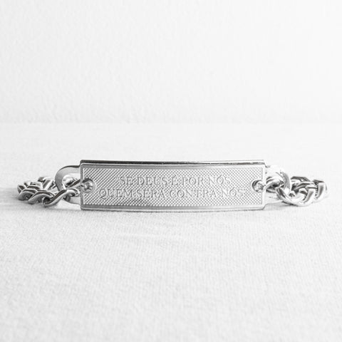 Pulseira Masculina Frase Versículo Bíblico Placa Aço Inoxidável 20cm - Monterrier