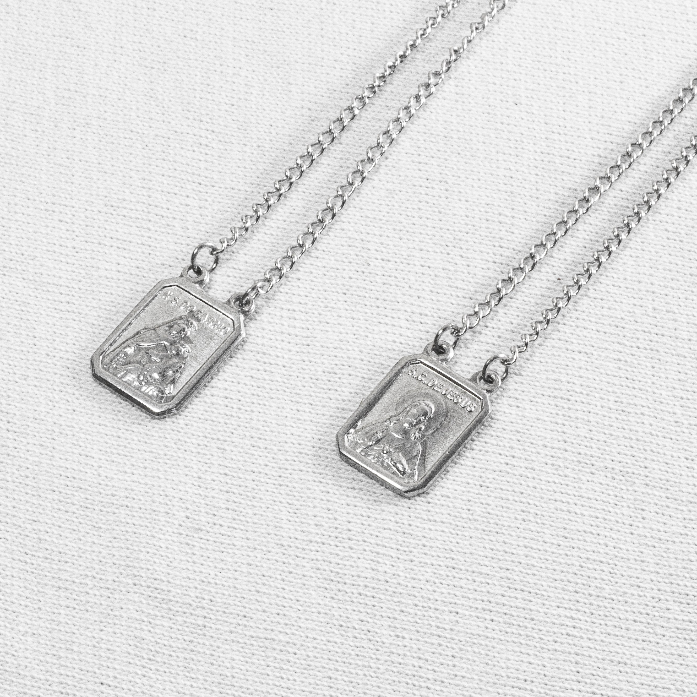 Escapulário Sagrado Coração e N.S do Carmo Aço Inoxidável - Monterrier