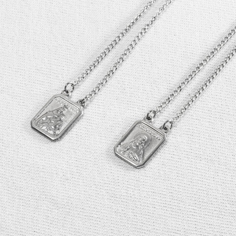 Escapulário Sagrado Coração e N.S do Carmo Aço Inoxidável - Monterrier