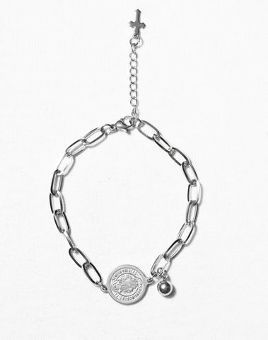 Pulseira Medalha de São Bento Ajustável Aço Inoxidável 22cm - Monterrier