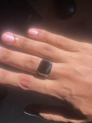 Anel Masculino de Aço Inoxidável Minimalista Preto