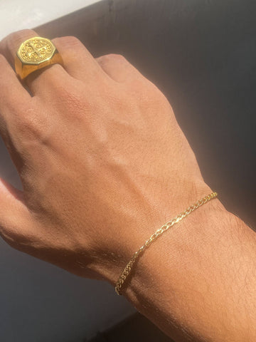 Pulseira Masculina Groumet Dourada 22cm