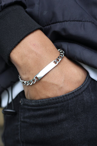Pulseira Masculina Fígaro Placa para Gravação 20cm - Monterrier