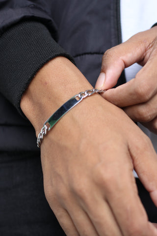 Pulseira Masculina Fígaro Placa para Gravação 20cm - Monterrier