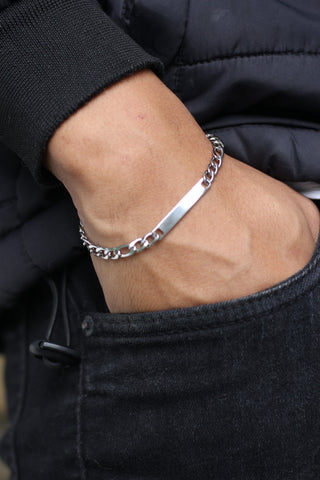 Pulseira Masculina Fígaro Placa para Gravação 20cm - Monterrier