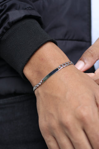 Pulseira Masculina Fígaro Placa para Gravação 20cm - Monterrier