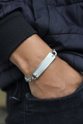 Pulseira Masculina Frase Versículo Bíblico Placa 20cm - Monterrier