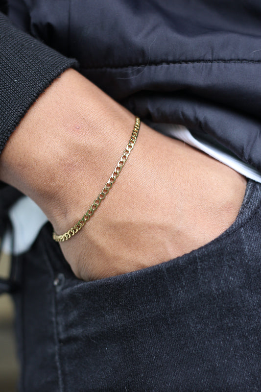 Pulseira Masculina Groumet Dourada 22cm - Monterrier