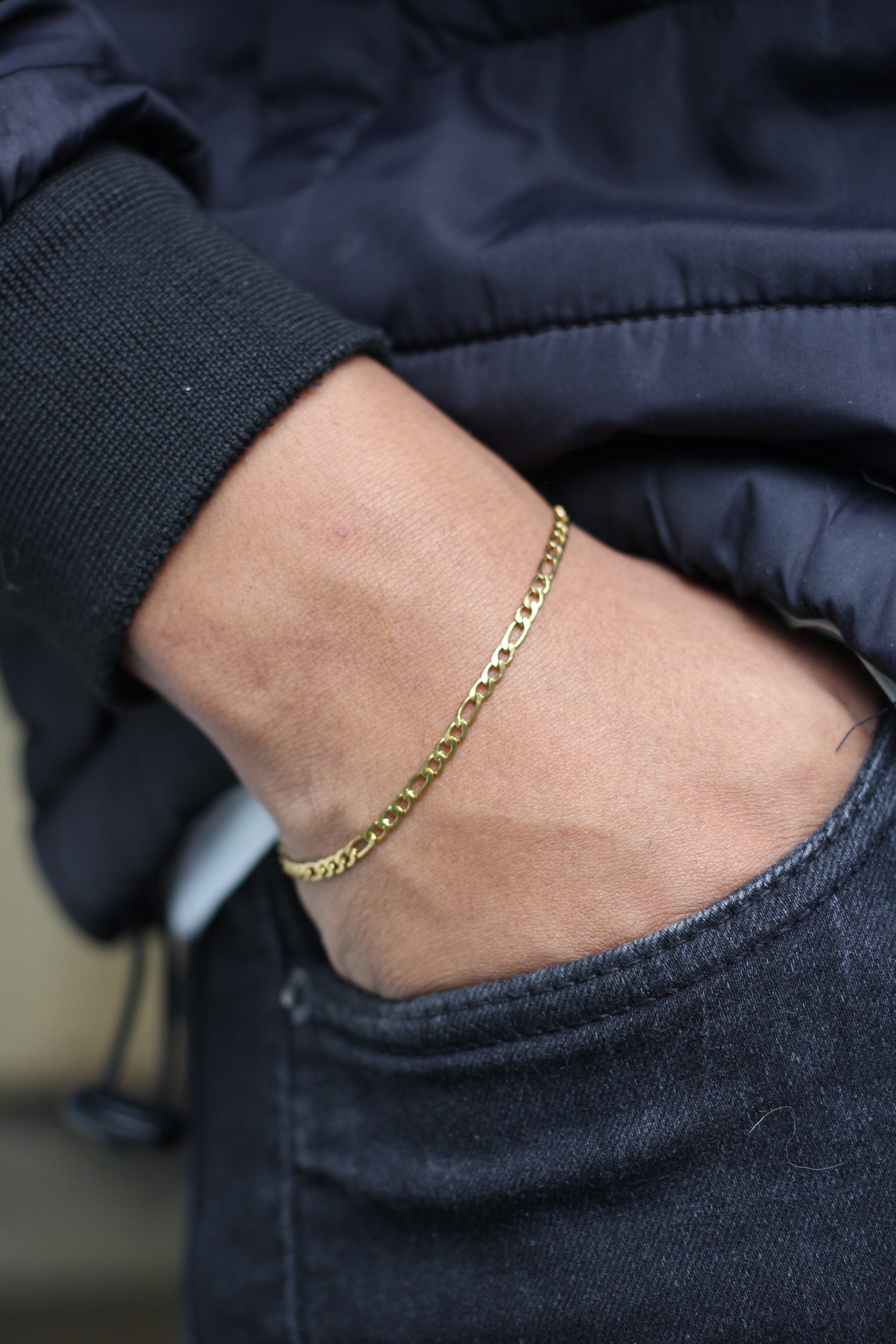 Pulseira Masculina Elo 3 em 1 Dourada 20cm - Monterrier