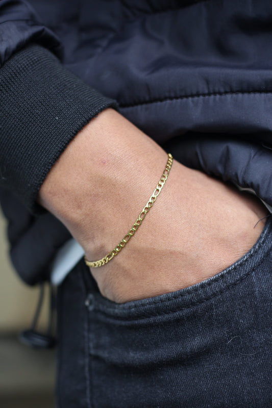 Pulseira Masculina Elo 3 em 1 Dourada 20cm - Monterrier