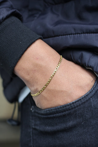 Pulseira Masculina Elo 3 em 1 Dourada 20cm - Monterrier