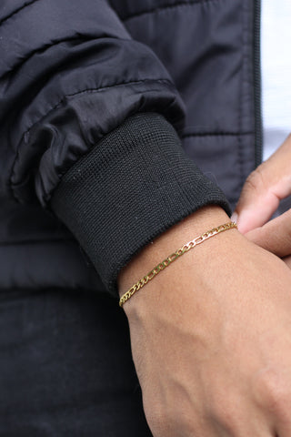 Pulseira Masculina Elo 3 em 1 Dourada 20cm - Monterrier