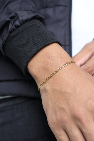 Pulseira Masculina Elo 3 em 1 Dourada 20cm - Monterrier