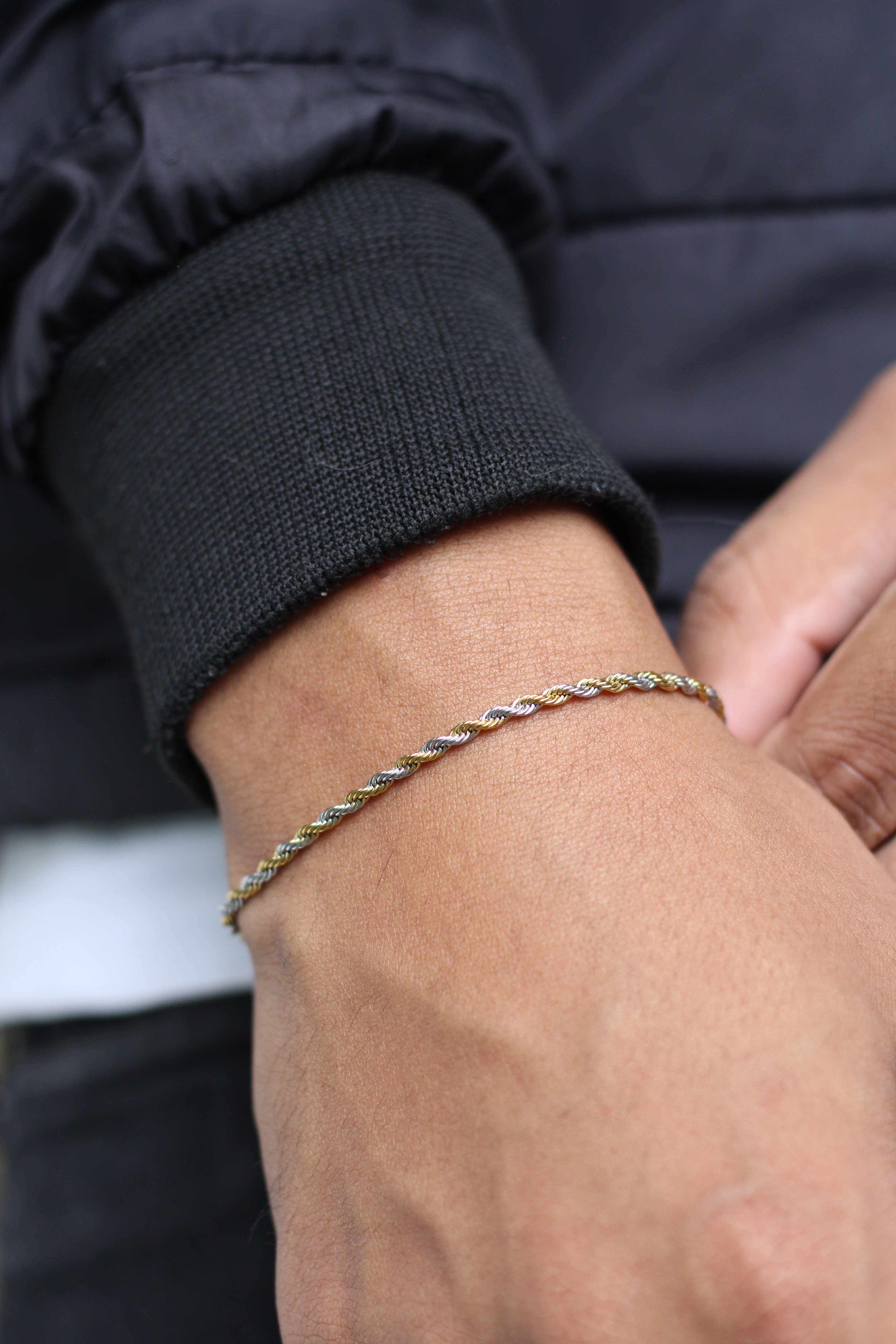 Pulseira Trançada Titan Dourado e Prata 20cm - Monterrier