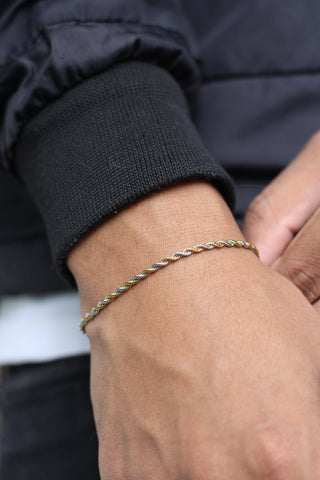 Pulseira Trançada Titan Dourado e Prata 20cm - Monterrier
