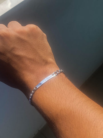 Pulseira Masculina Fígaro Placa para Gravação 20cm