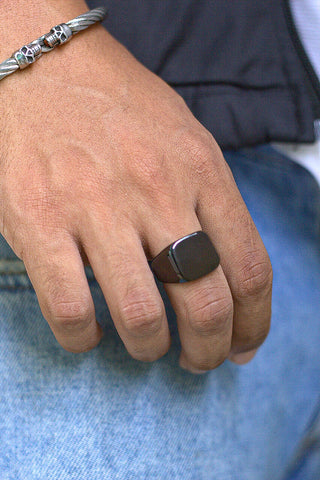Anel Masculino Minimalista Preto - Monterrier