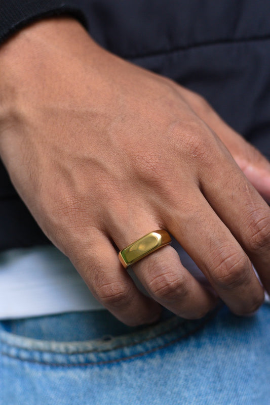 Anel Masculino Flat Liso Dourado