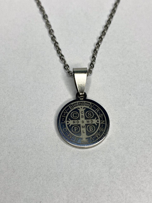 Colar Corrente Aço Inoxidável Com Pingente Medalha São Bento 50cm - Monterrier