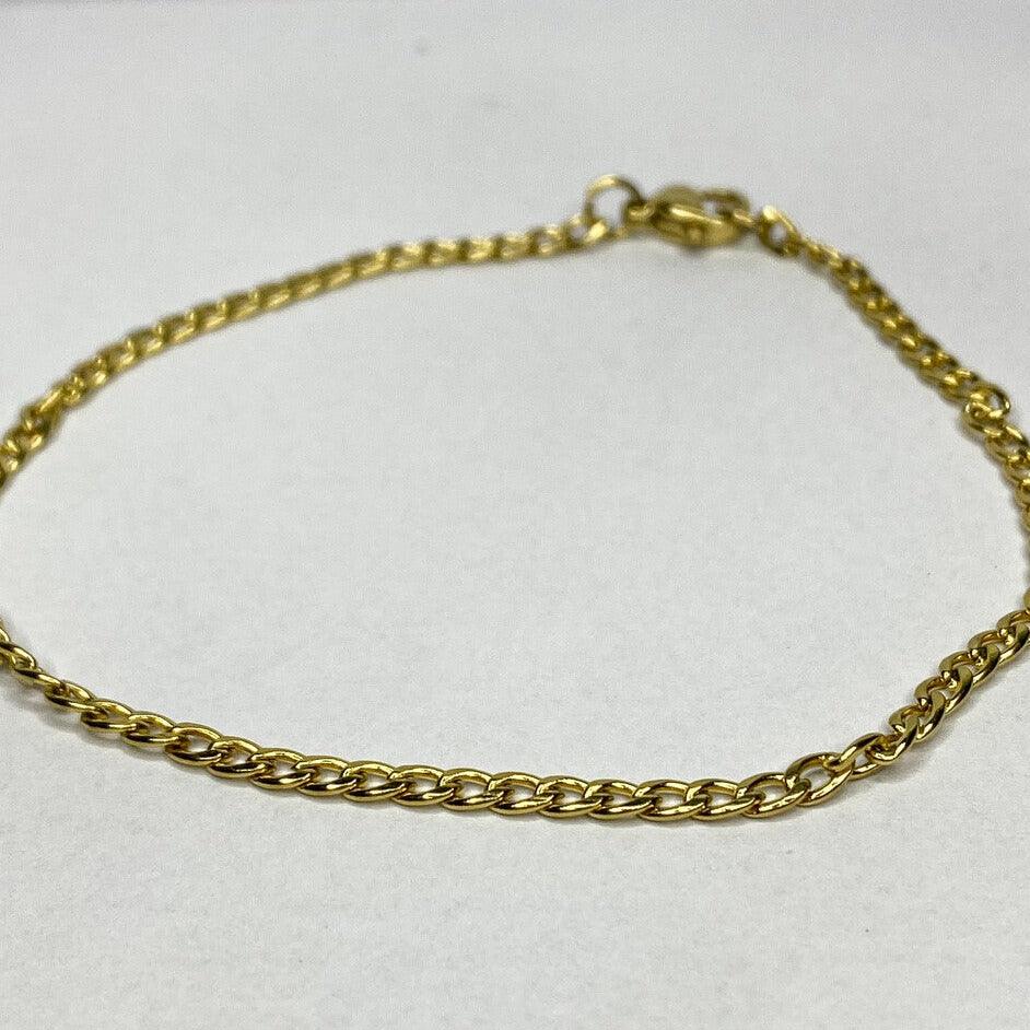 Pulseira Masculina Groumet de Aço Inoxidável Dourada 22cm - Monterrier